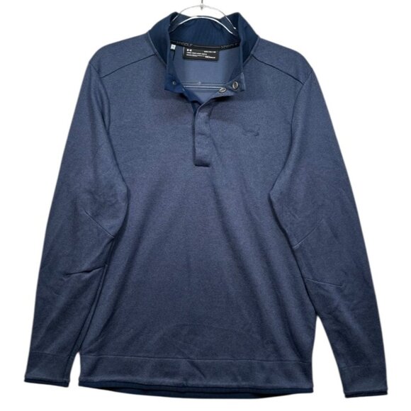 Under Armour ColdGear Navy Golf Pullover Medium Sweater Performance Top - Picture 3 of 10